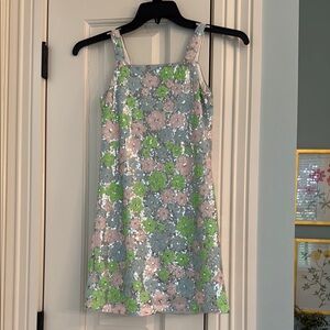 Hannah Banana Floral Sequin Dress - Blue, Pink, Green